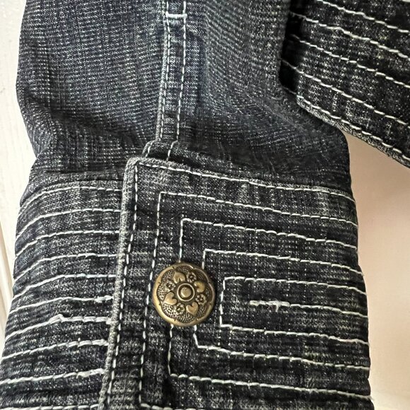 Live a Little Dark blue Jean Jacket, with special stitching, size M - Picture 5 of 7